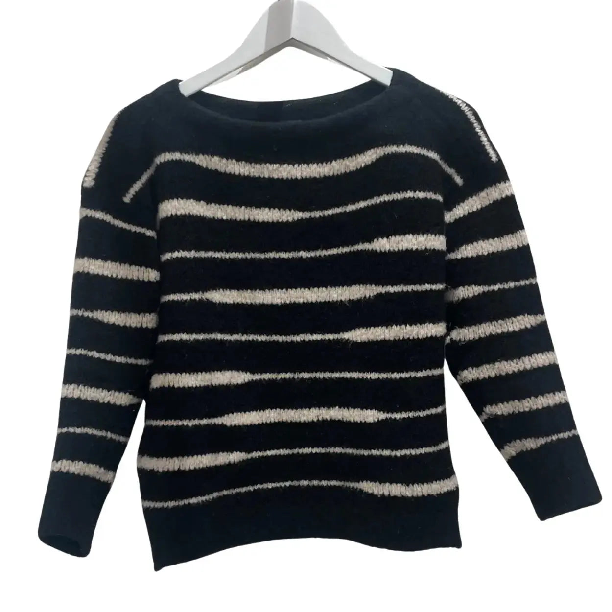 Pull ligné noir & blanc seconde main femme Bruxelles