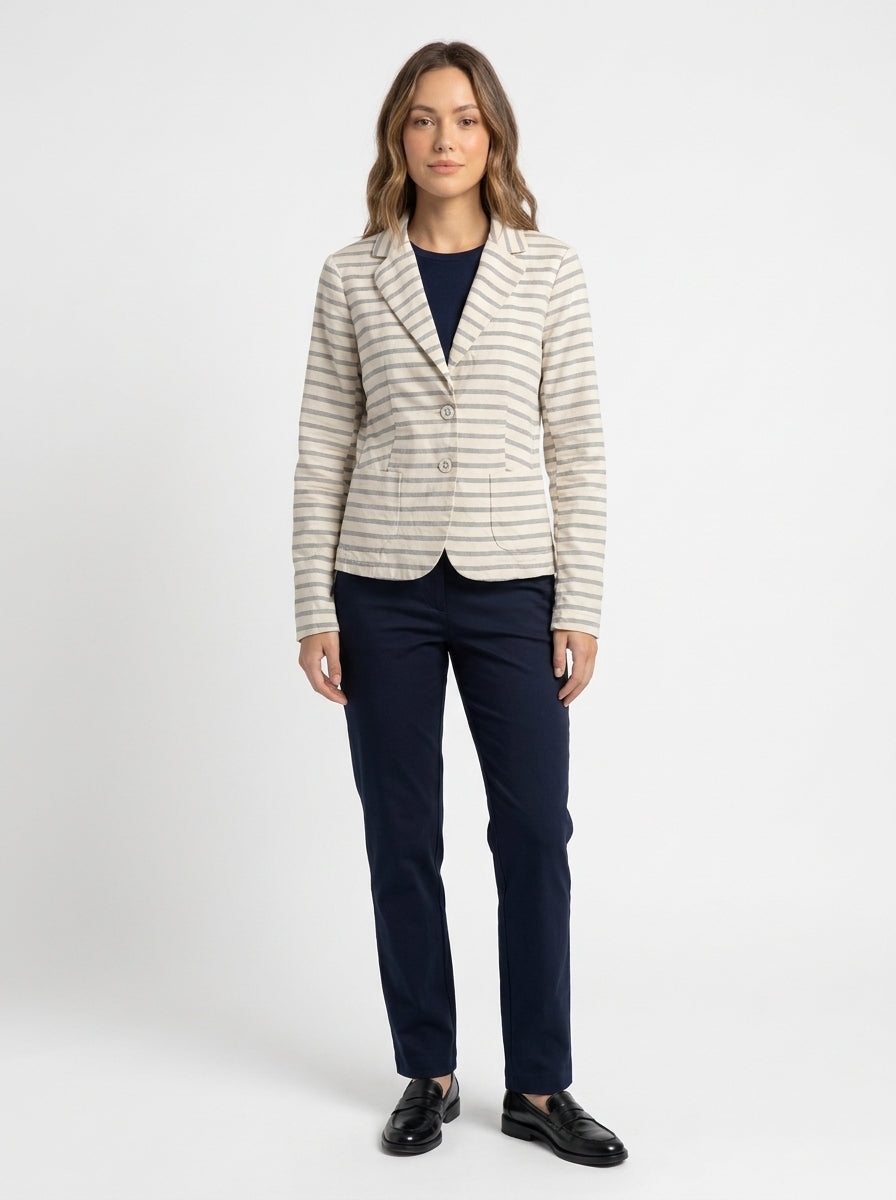 Blazer Esprit blanc et bleu rayure Taille 40 Seconde main CoClo Femmes