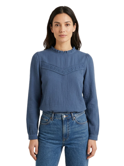 Blouse Bleu Denim - Taille S - Coclo Custom seconde main femme