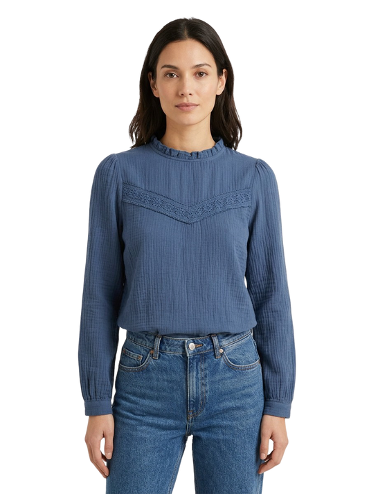 Blouse Bleu Denim - Taille S - Coclo Custom seconde main femme