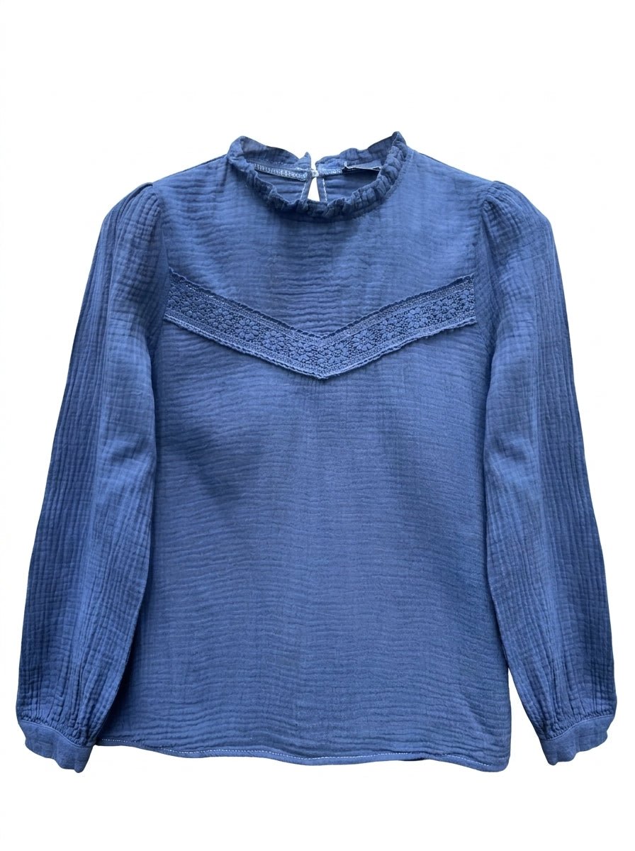 Blouse Bleu Denim - Taille S - Coclo Custom seconde main femme