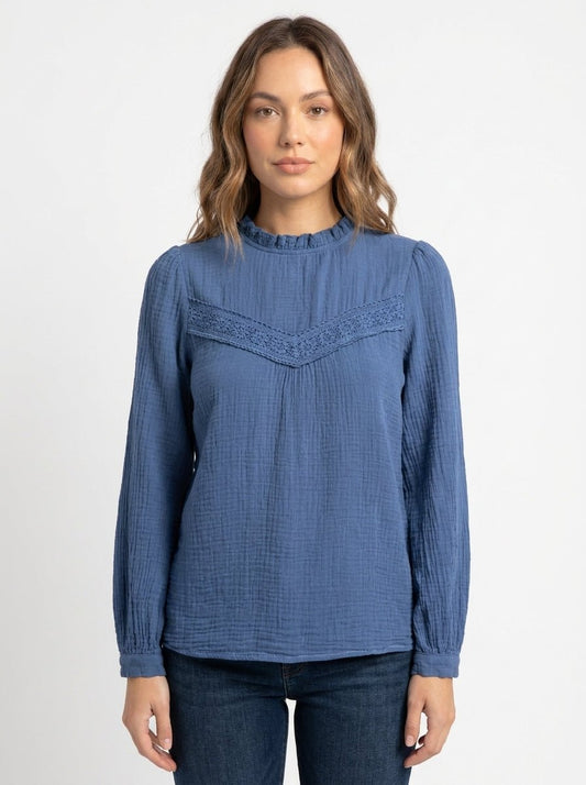 Blouse Bleu Denim - Taille S - Coclo Custom seconde main femme