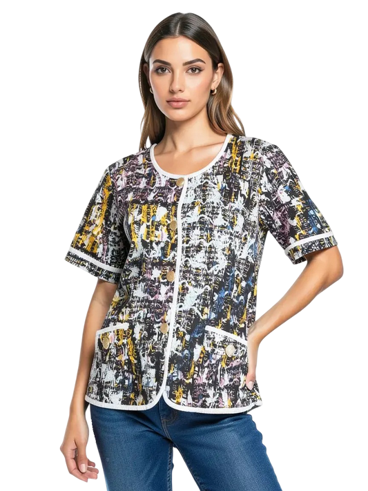 Blouse Colorée Taille L CoClo Custom Upcycling Femmes
