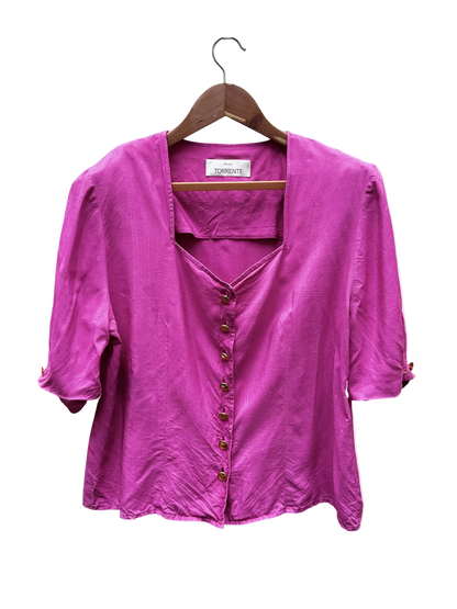 Blouse Fuchsia Taille L CoClo Custom Upcycling Femmes