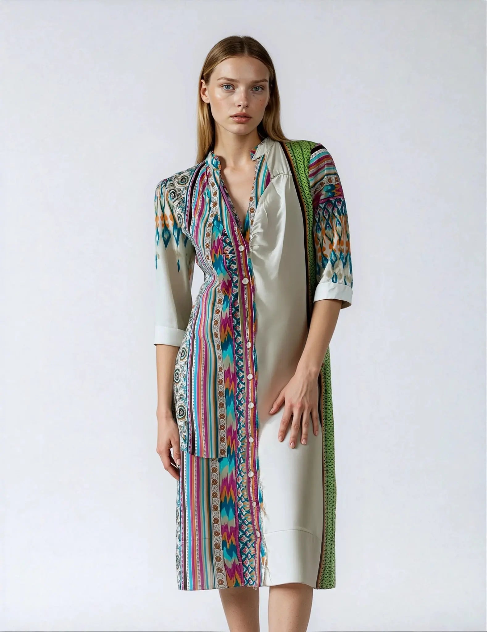 Robe beige à motif - Taille 1/36 Maje