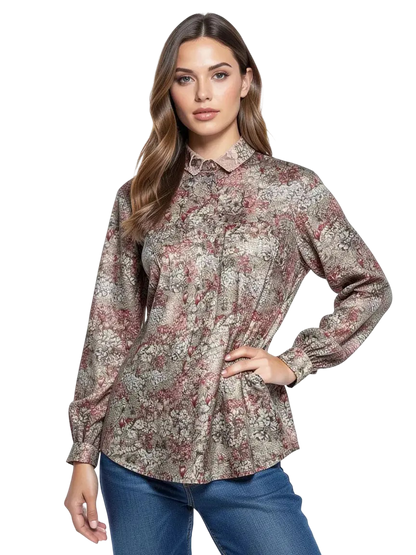 Chemise Fleurie Taille 40 CoClo Custom Upcycling femmes