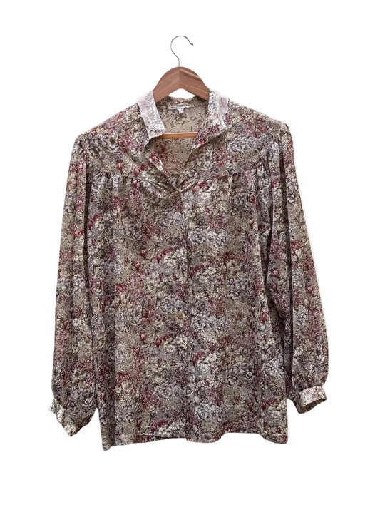 Chemise Fleurie Taille 40 CoClo Custom Upcycling femmes