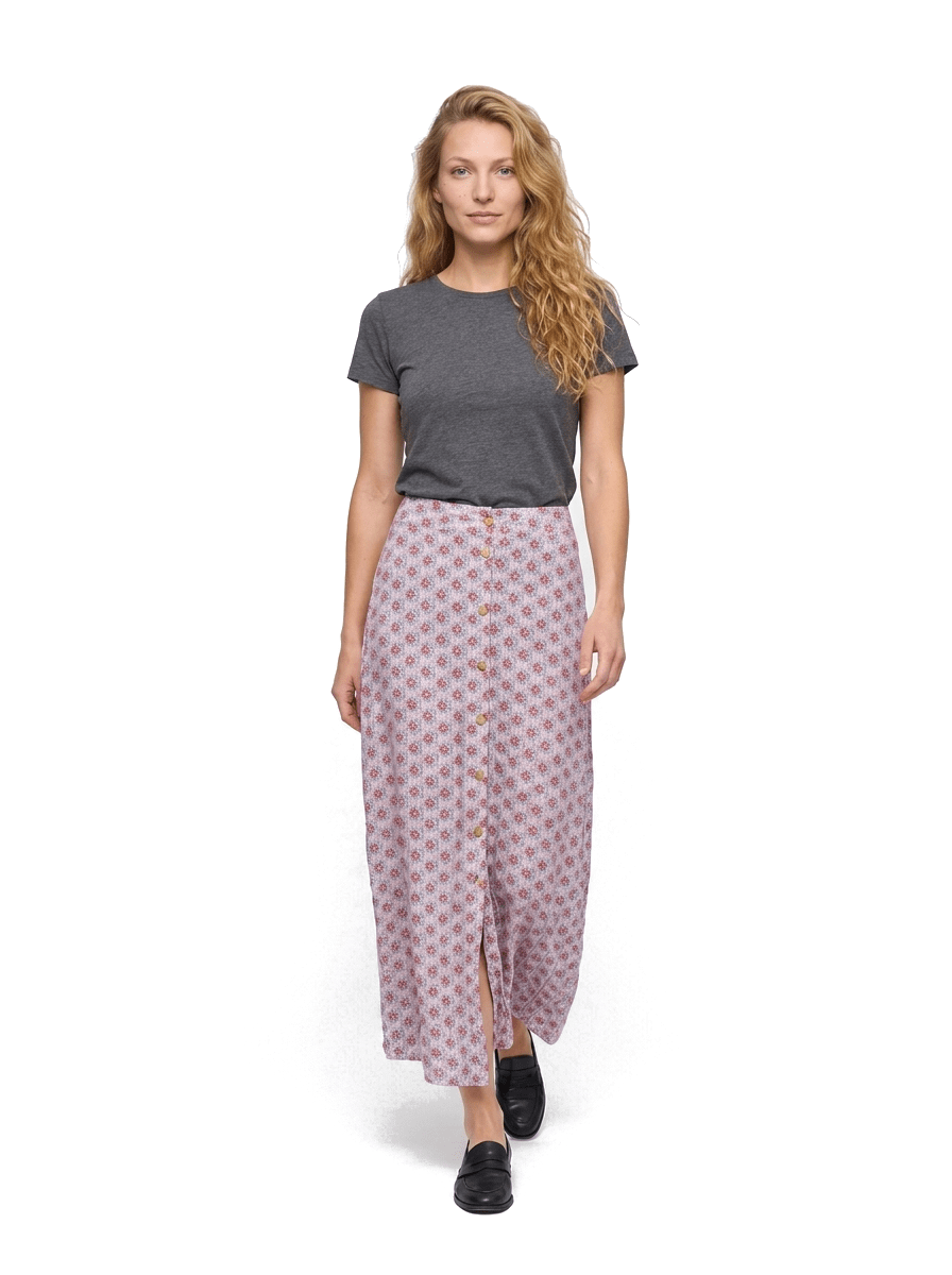 Jupe longue taille 34 imprime rouge River Wood Seconde main CoClo Femmes