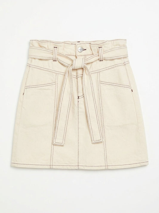 Jupe taille 40 jean blanc Claudie Pierlot Seconde main CoClo femmes