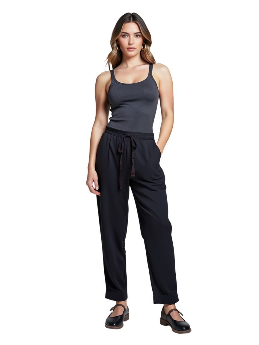 Pantalon_Noir Taille 2 BelleroseCoClo Seconde main Femmes