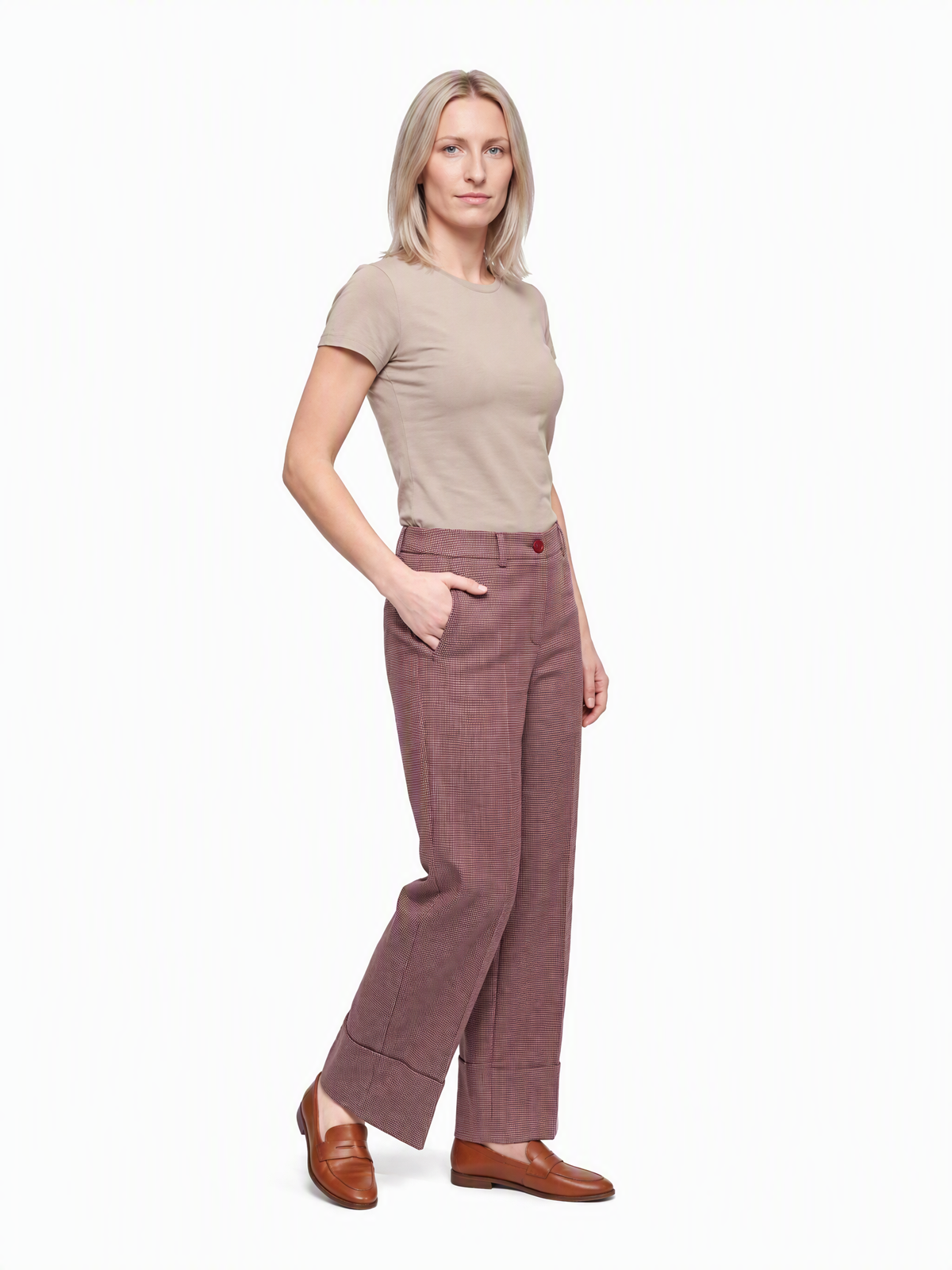 Pantalon Taille 38 carreaux rouge River Wood Seconde main CoClo Femmes