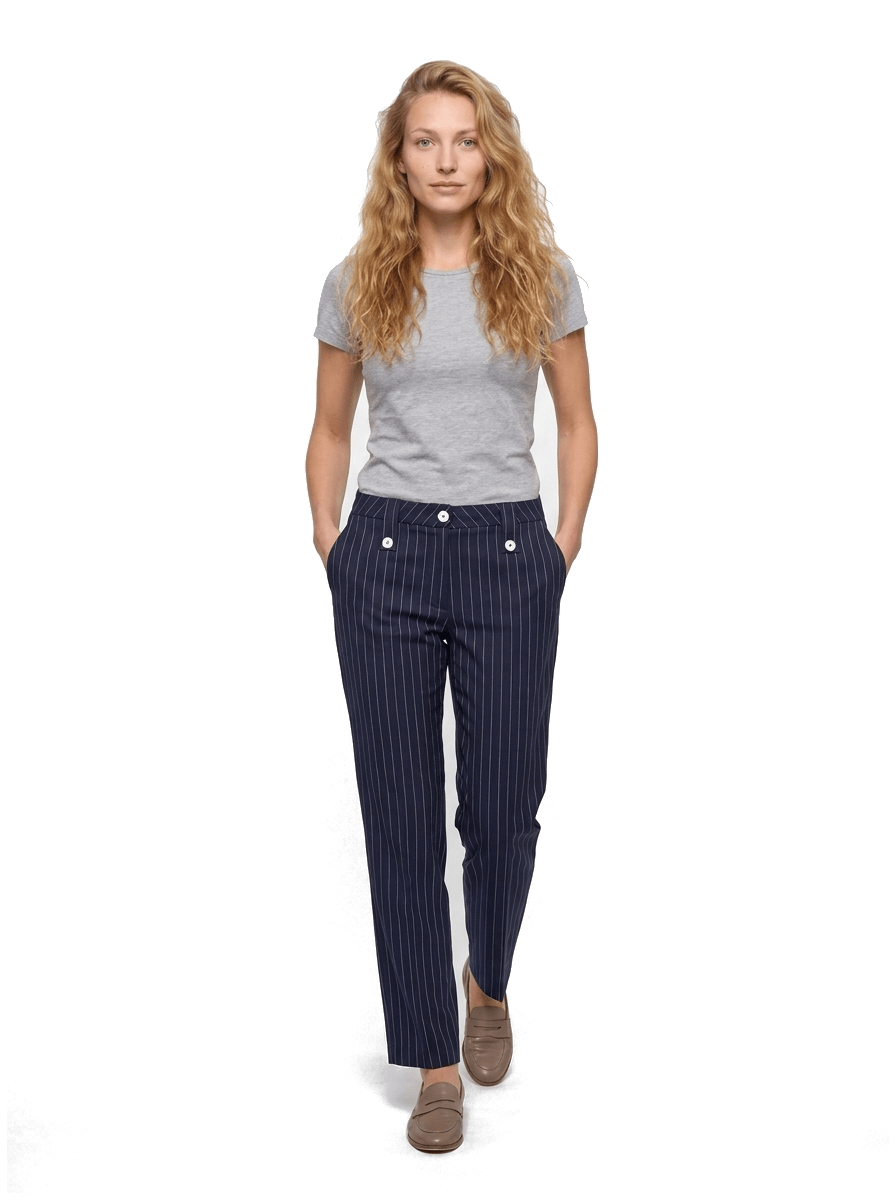 Pantalon bleu raye taille 36 Dona Dura Seconde main CoClo Femmes