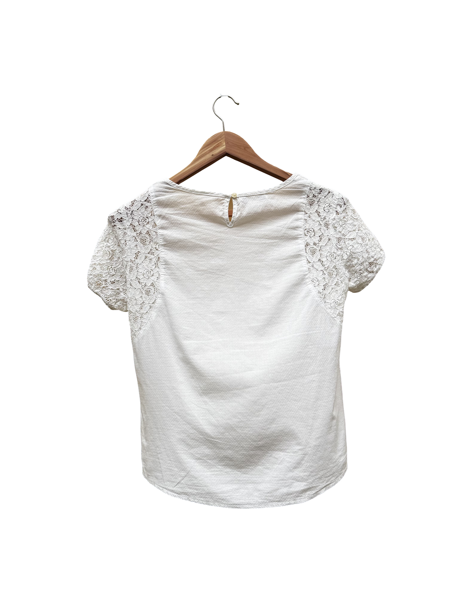 T-shirt Blanc fleurs Taille L seconde main femme