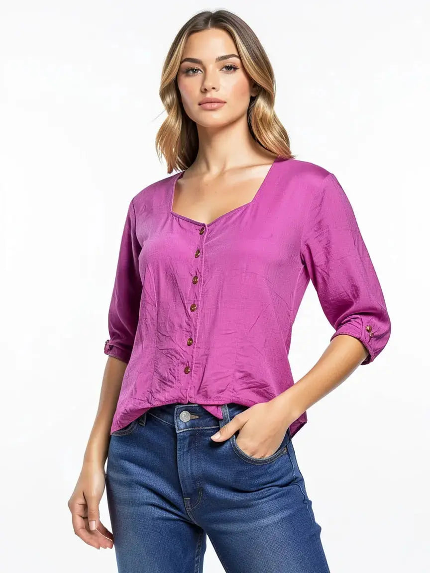 Blouse fuchsia taille L seconde main femme
