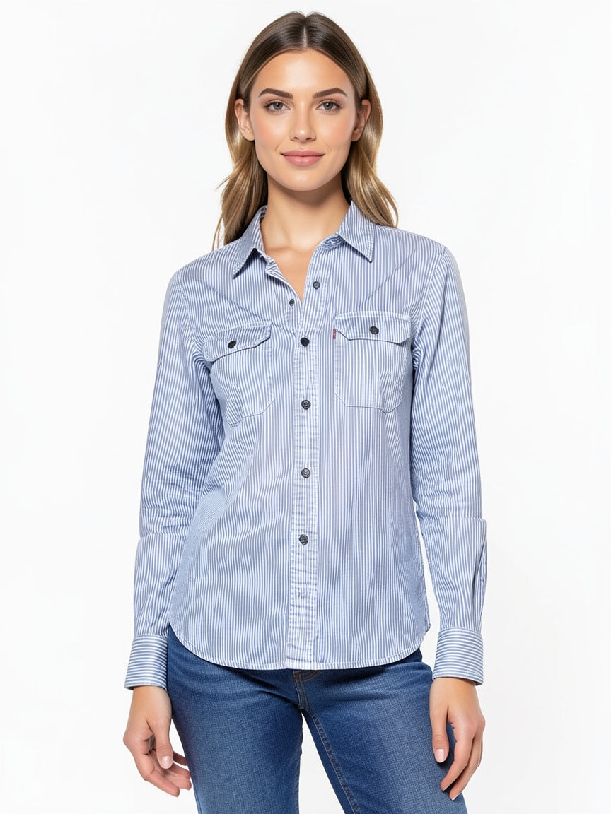 Chemise bleu et blanche taille XS seconde main femme