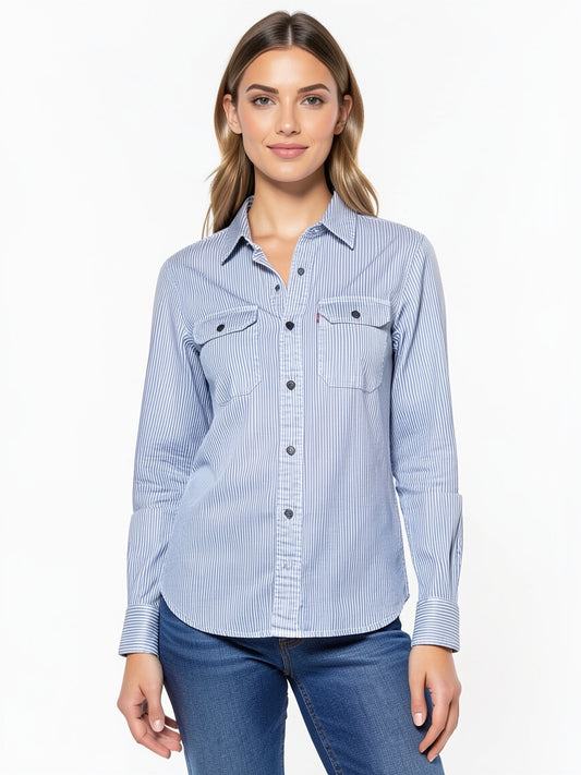 Chemise bleu et blanche taille XS seconde main femme