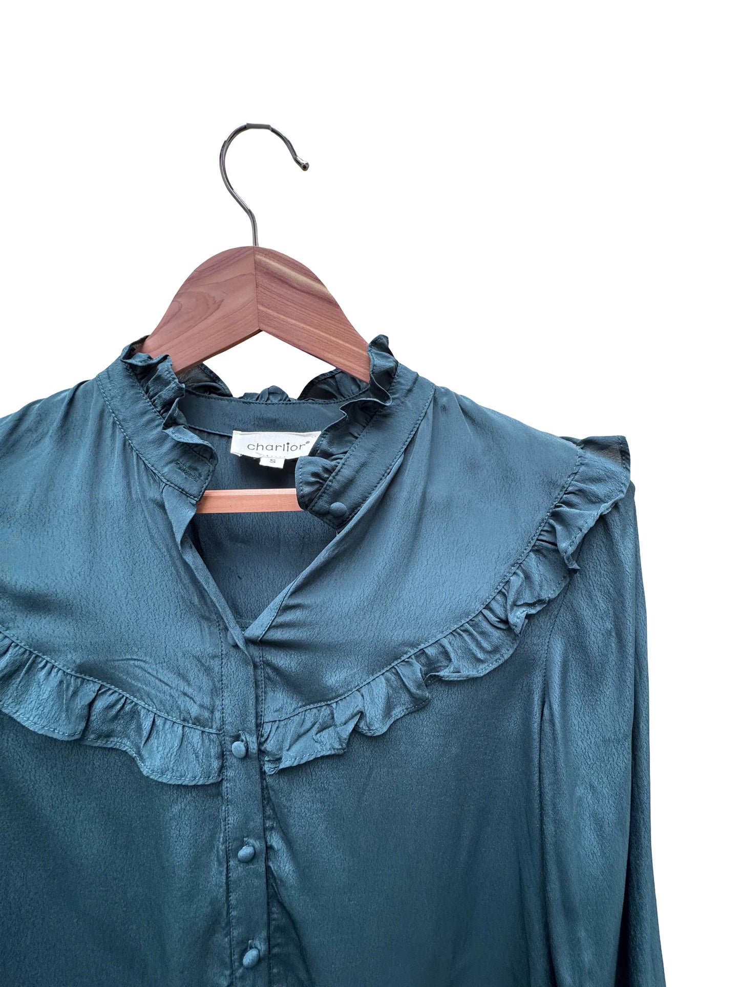 Chemise bleu pétrole taille S seconde main femme