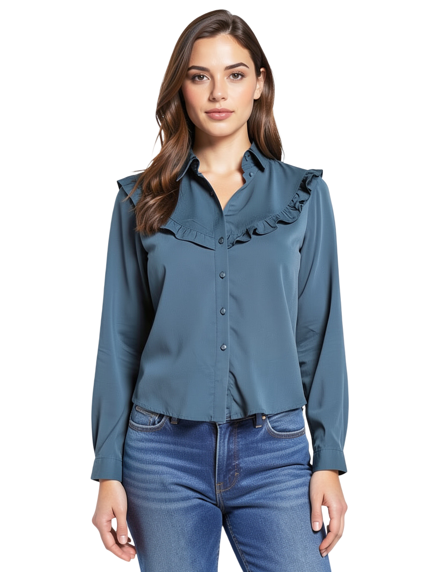 Chemise bleu pétrole taille S seconde main femme
