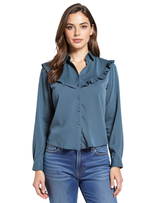 Chemise bleu pétrole taille S seconde main femme