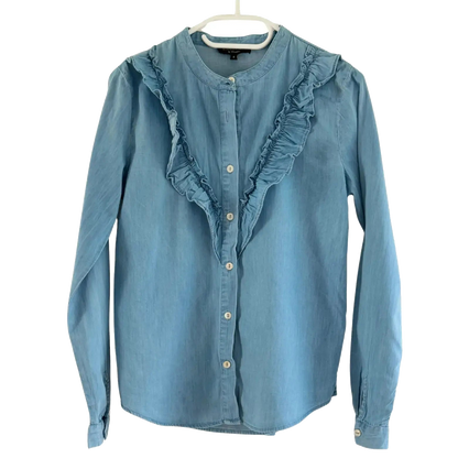 chemise bleue taille s buissonnière seconde main femme