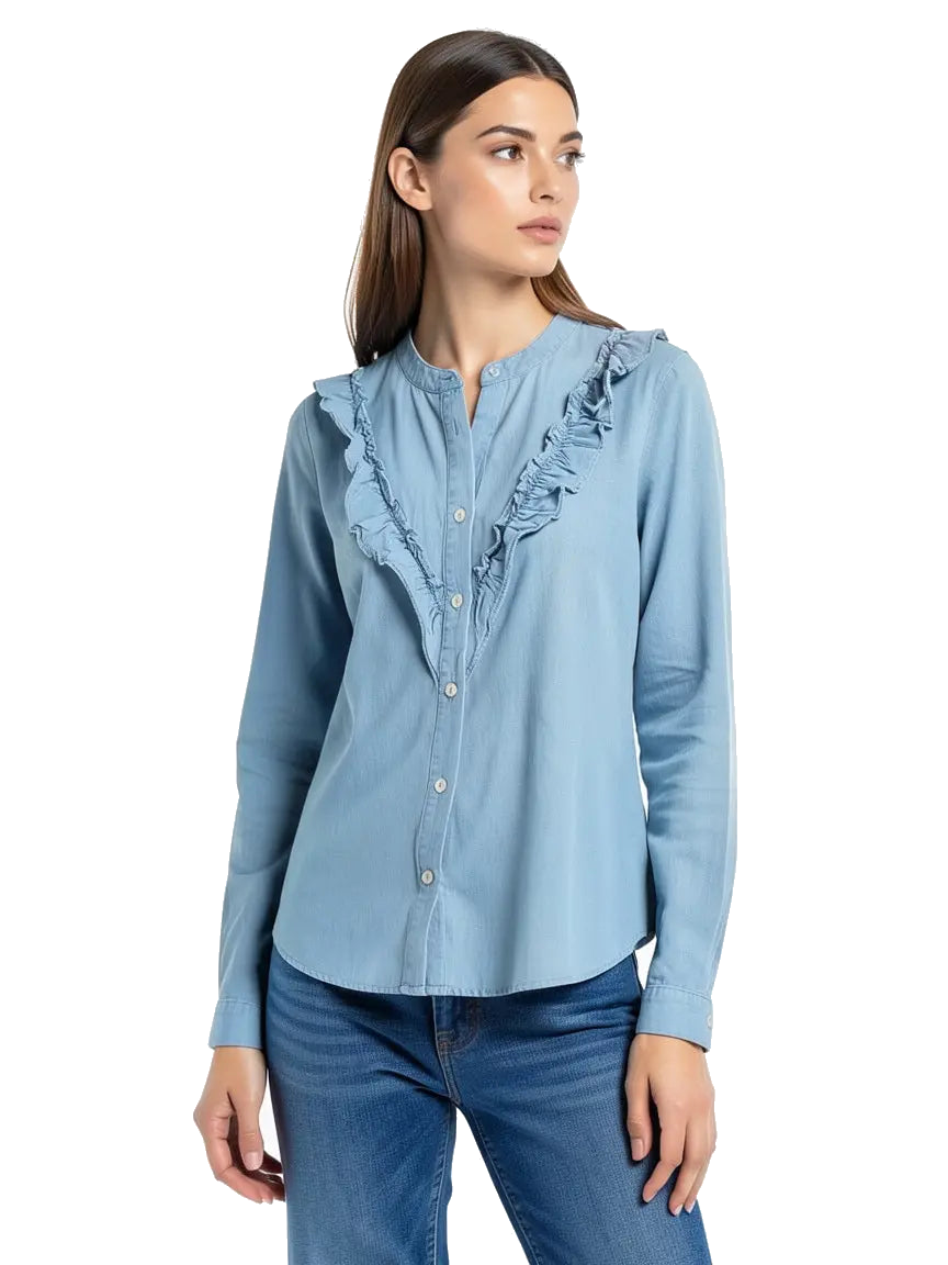 chemise bleue taille s buissonnière seconde main femme