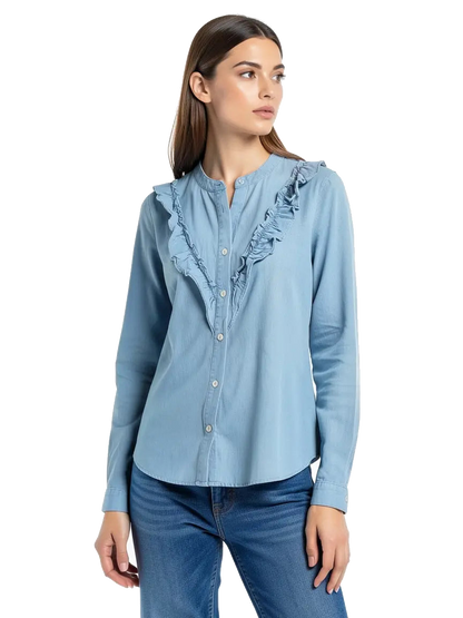 chemise bleue taille s buissonnière seconde main femme