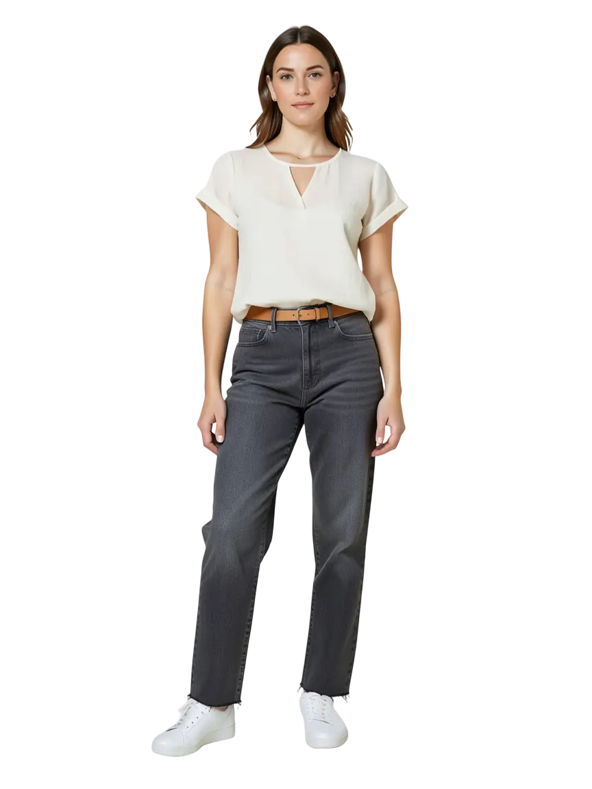 Jean droit gris taille 28 seconde main femme