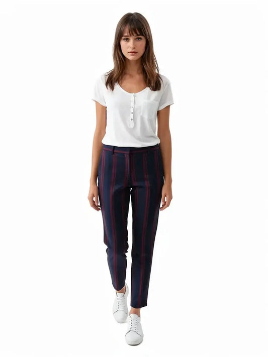 Pantalon bleu & bordeaux taille 2/M seconde main femme