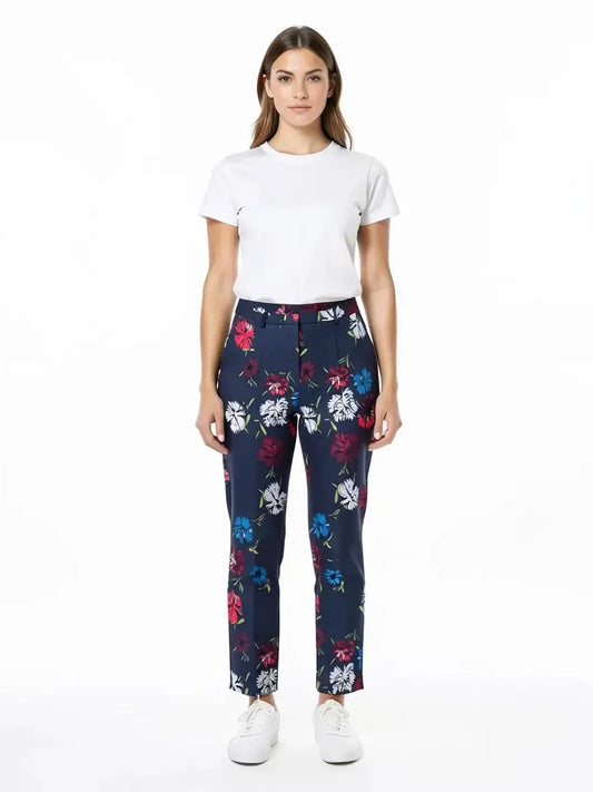 Pantalon cigarette à fleurs taille 3/L seconde main femme