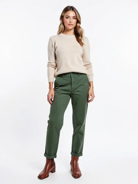 Pantalon vert olive taille 3/L Bellerose seconde main femme
