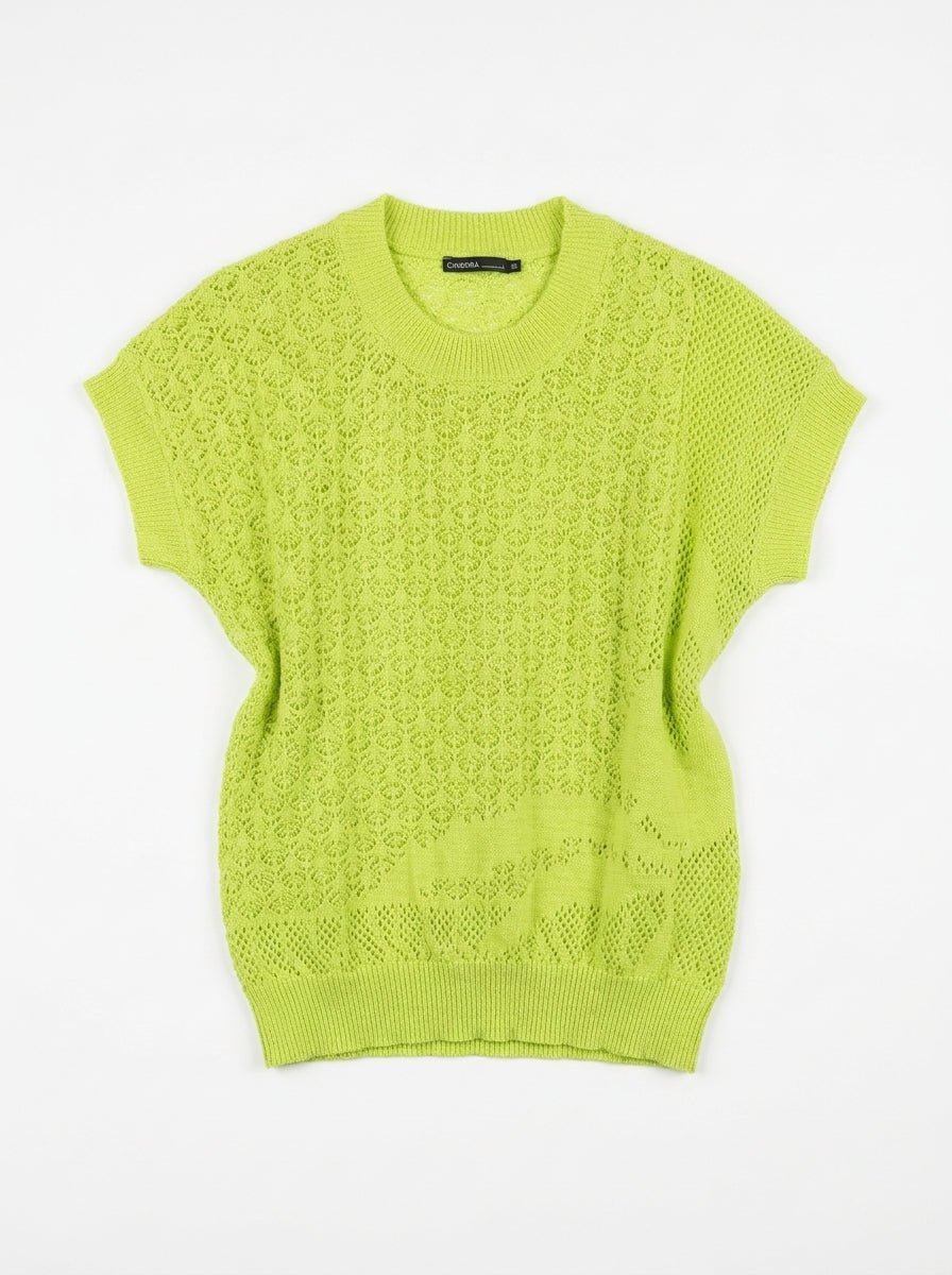 pull manche courte vert vif taille 36 Dona Dura Seconde main CoClo Femmes