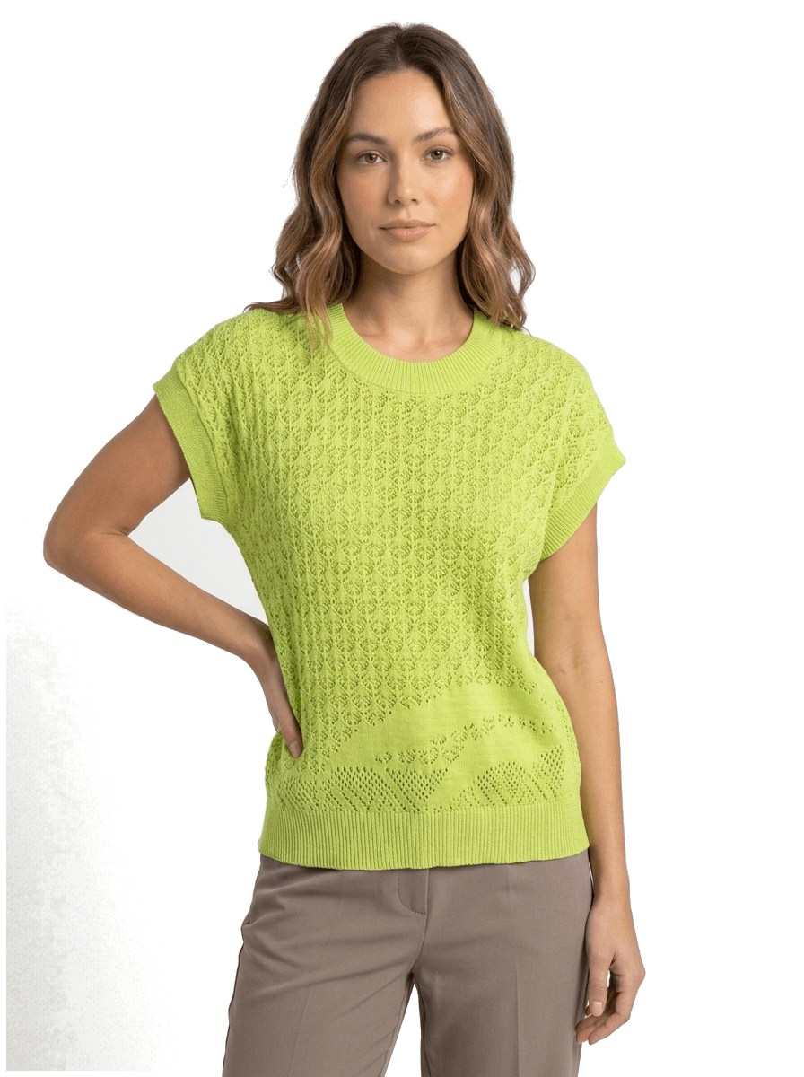 pull manche courte vert vif taille 36 Dona Dura Seconde main CoClo Femmes