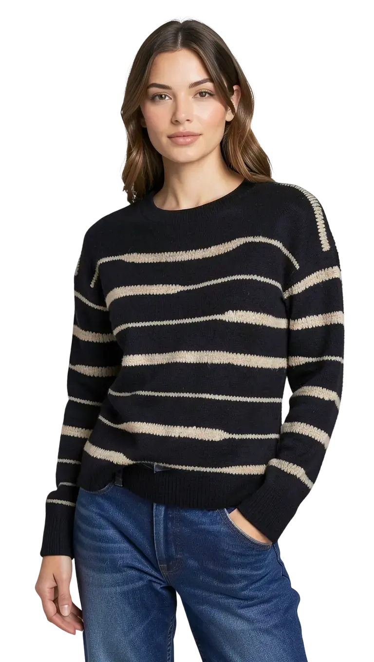 Pull noir & blanc taille M seconde main femme