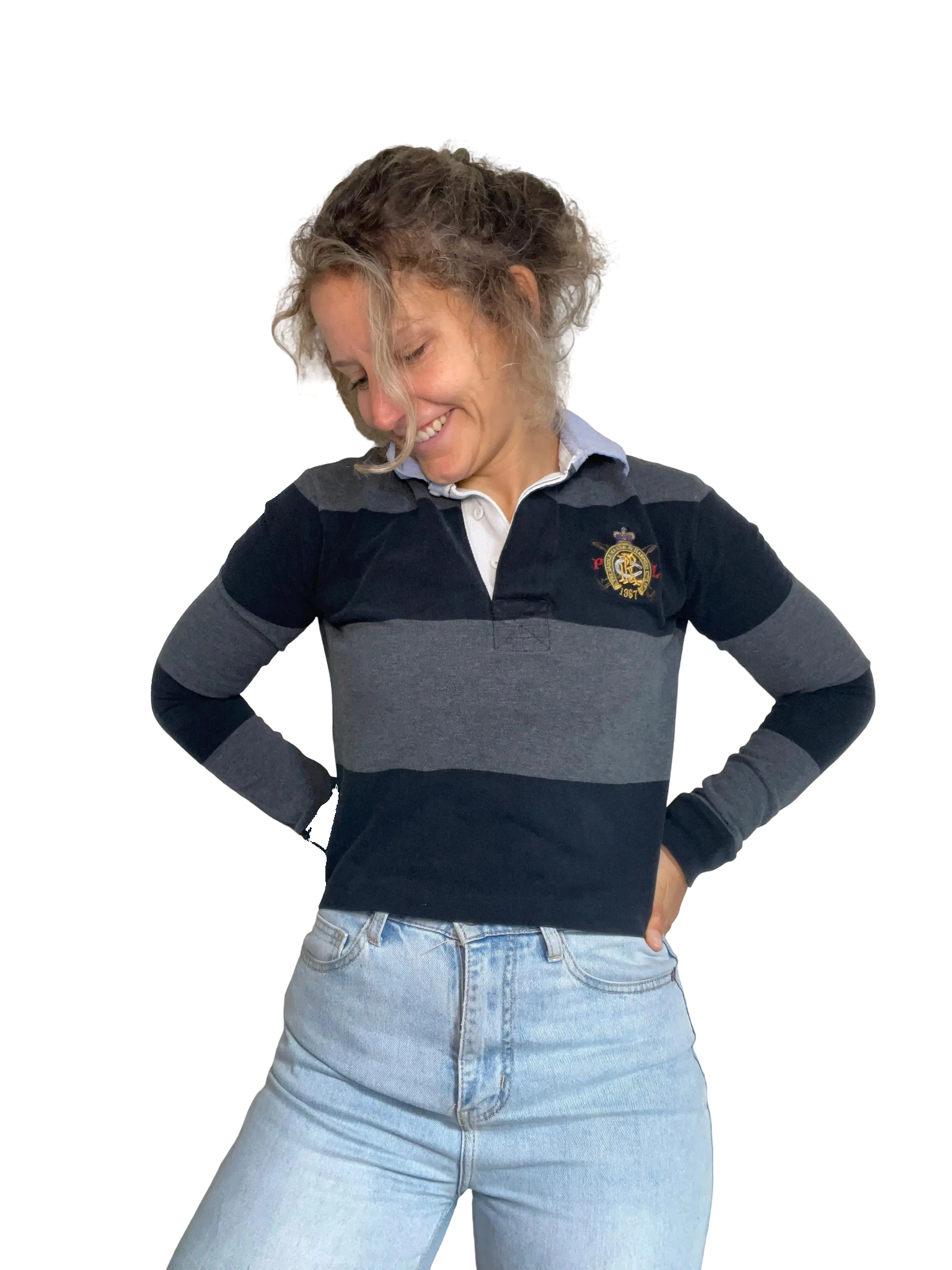 t shirt gris et noir taille xs coclo custom seconde main femme