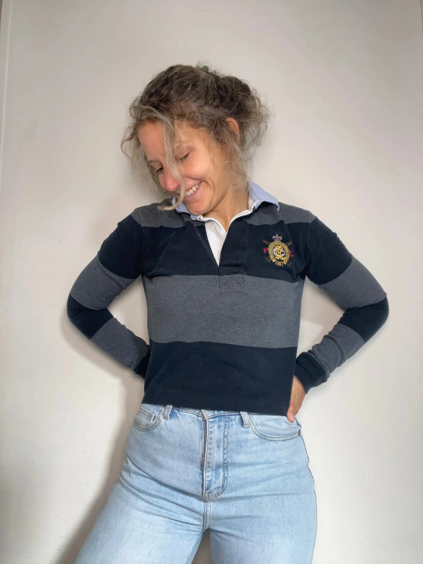 T-shirt gris & noir taille XS seconde main femme