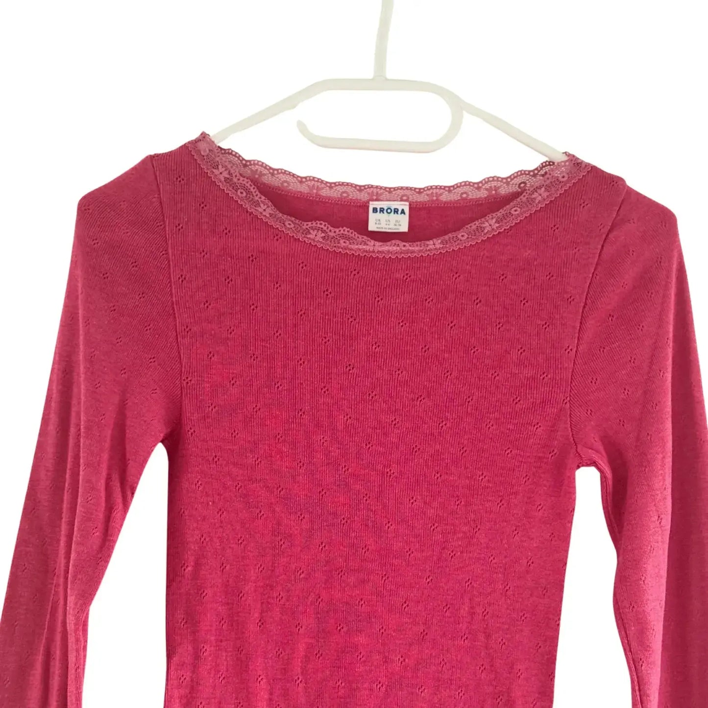 T-shirt manche longue rose - Taille 36 Brora seconde main femme
